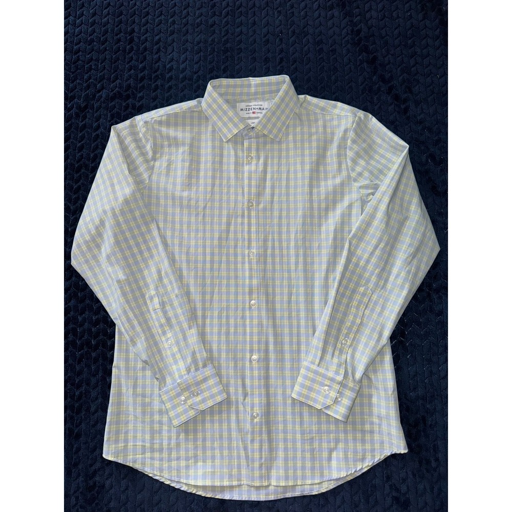 Mizzen+Main Leeward Collection Plaid Button Down Dress Shirt‎ Trim Fit Sz Large